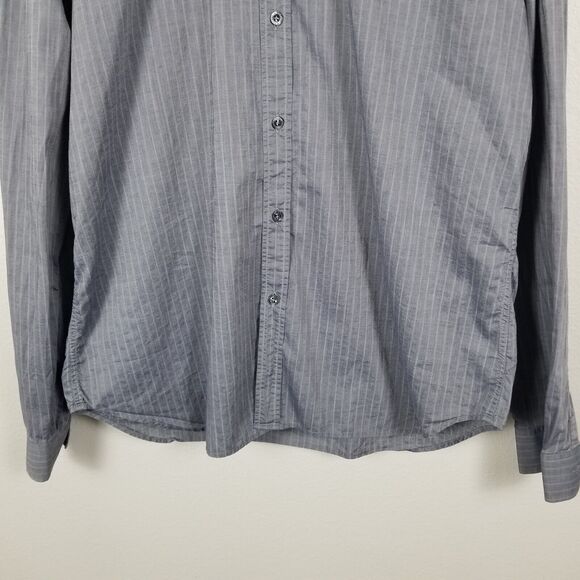 Burberry London Light Grey Cotton Stripe Long-Sleeve Button Up Shirt Size 17½-44 - Picture 4 of 11